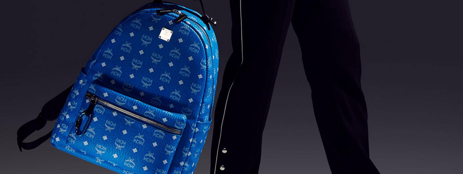 mcm bag blue and black
